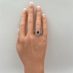 Blue Sapphire and White Diamond Ring in Platinum