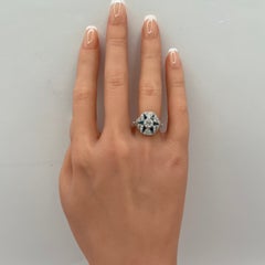 Blue Sapphire and White Diamond Ring in Platinum