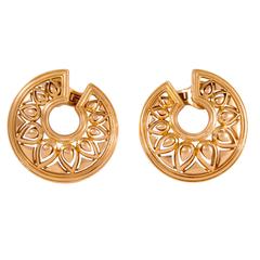 Cartier Tanjore Pierced Hoop Style Gold Earrings 5