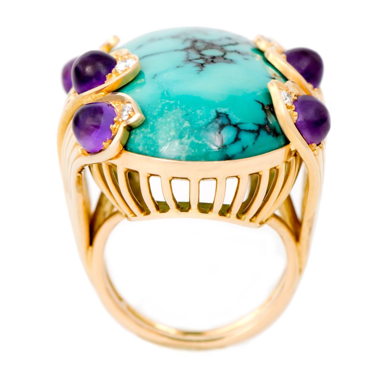 turquoise and amethyst ring