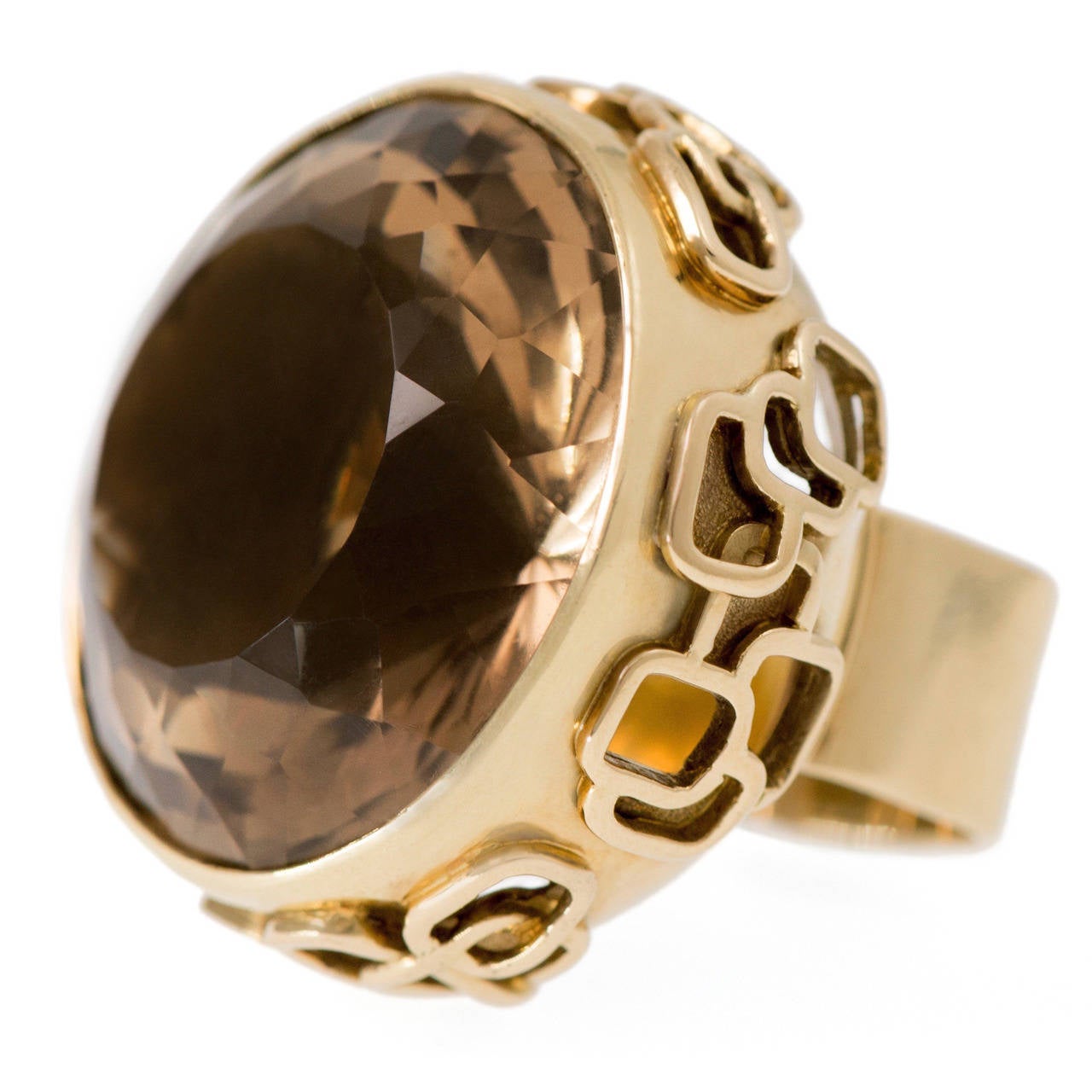 Stunning 1970s Gold and Smoky Quartz Ring