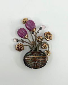 Luz Camino 'Winter' Brooch: Gold, Silver, Diamond, Ruby, Turquoise