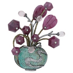 Luz Camino 'Winter' Brooch: Gold, Silver, Diamond, Ruby, Turquoise