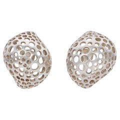 Angela Cummings Sterling Silver Perforations Clip-On Earrings, 1991