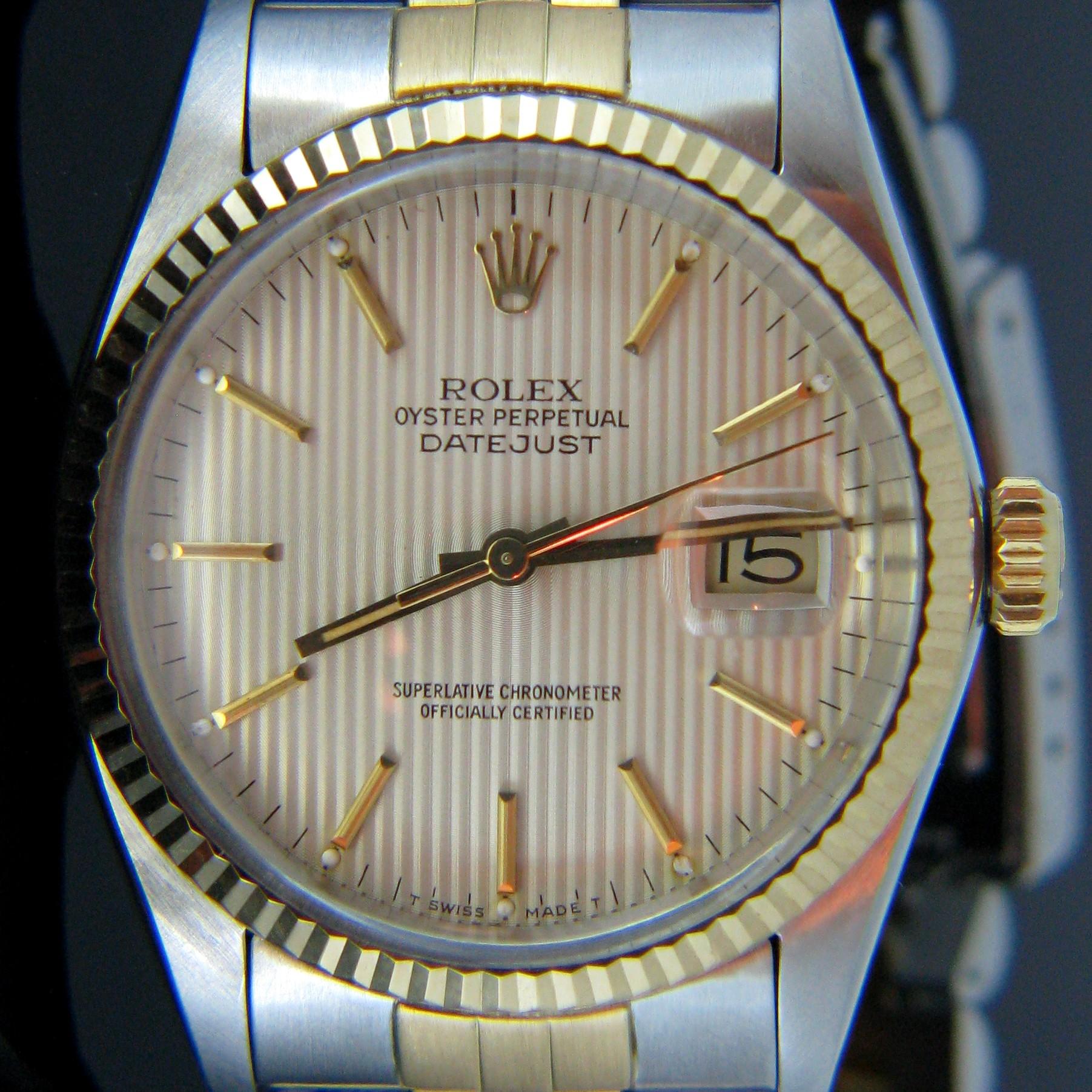 Modern Rolex Oyster Perpetual Datejust 16000 Yellow Gold Stainless Steel Watch