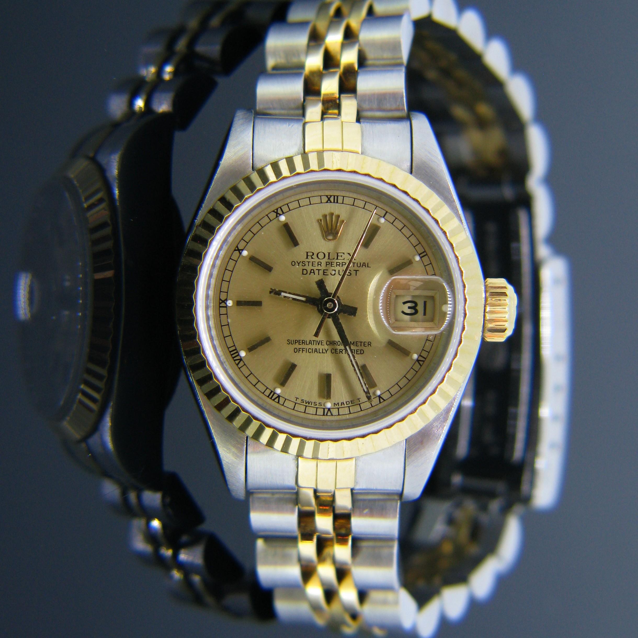 Modern Rolex Oyster Perpetual Datejust 69000A Gold and Stainless Steel Ladies Watch