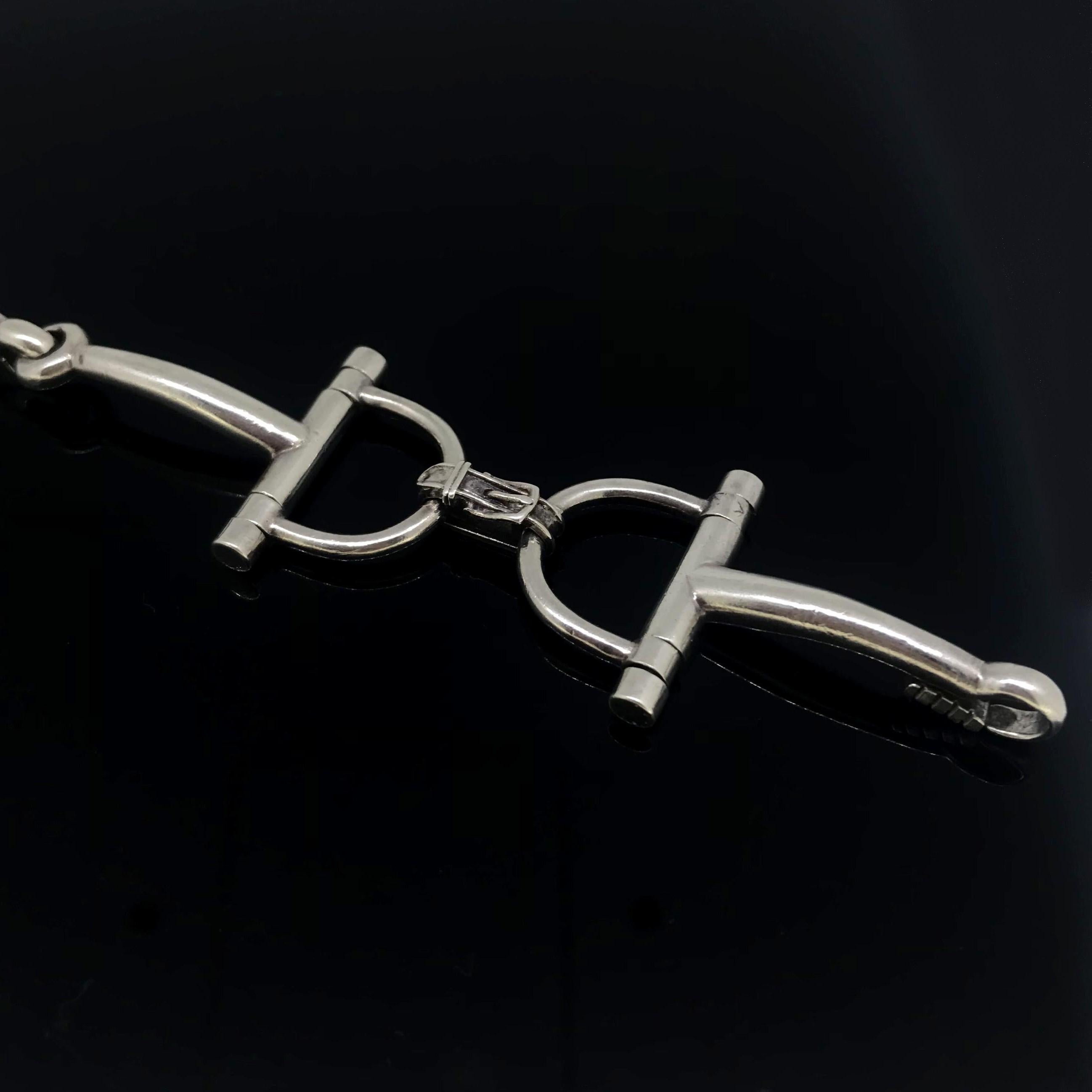 Contemporary Vintage Hermes Etrier Buckle Sterling Silver Bracelet