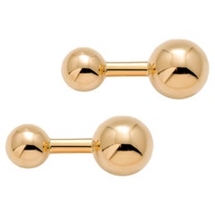 Tiffany and Co Vintage Solid Yellow Gold Ball Cufflinks 1.10 Inch Long