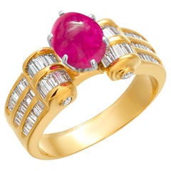 Squisito anello con rubino di Birmania e diamanti certificato GIA e senza calore