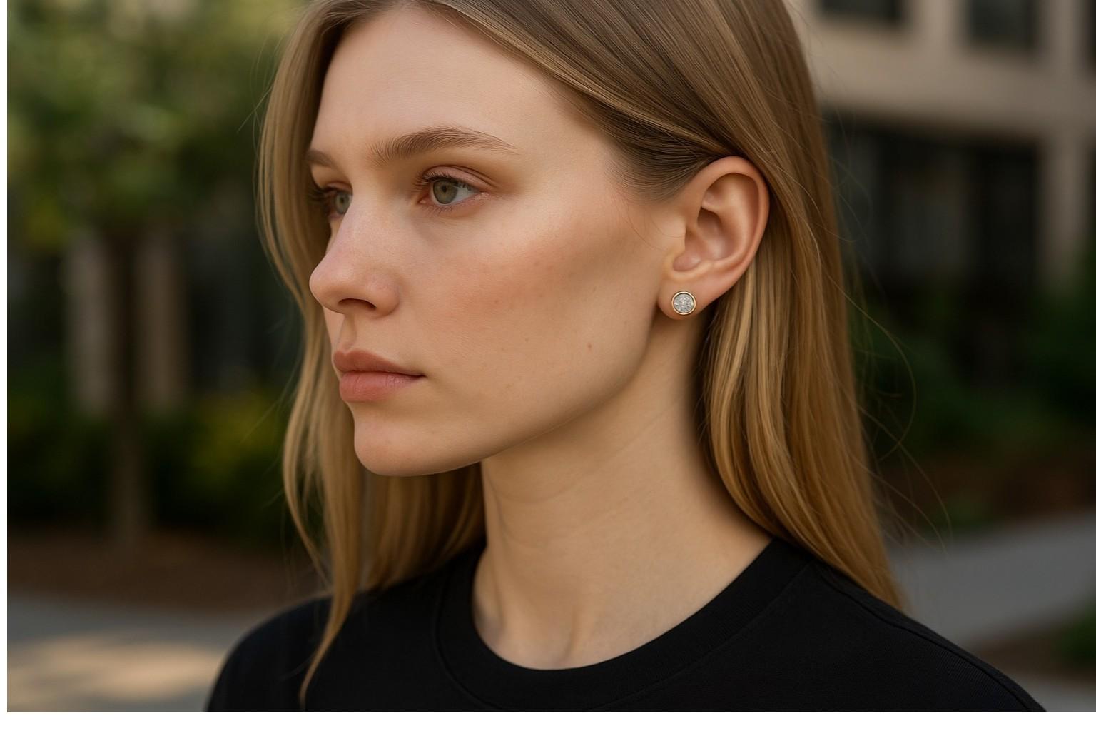 Eleva il tuo stile quotidiano con questi classici orecchini a perno in oro giallo 14K con diamanti naturali incastonati, che mostrano 0,40 carati di diamanti di alta qualità in un design minimalista ma d'effetto. Ogni orecchino misura 5,5 mm di