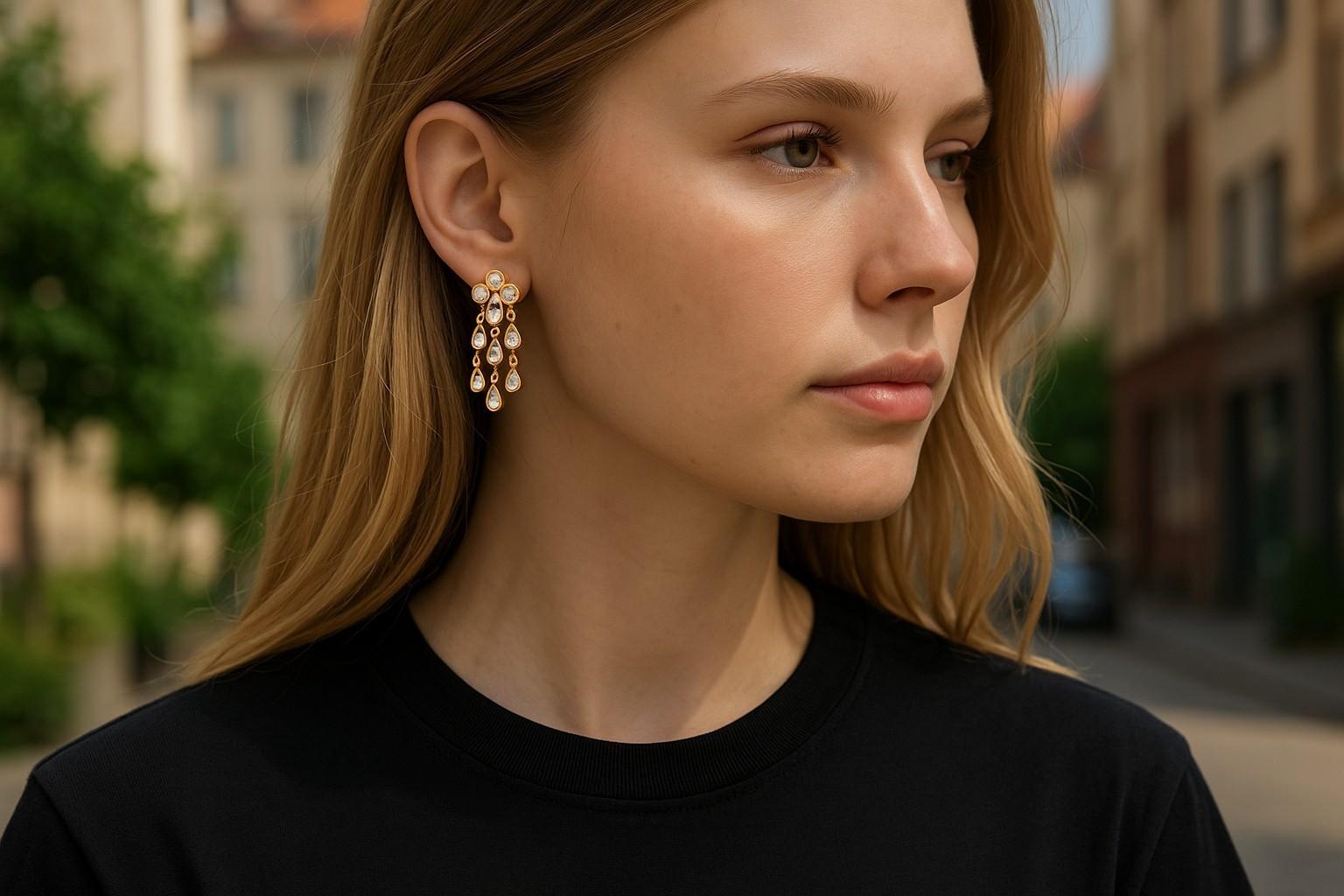 Célébrez l'art de la joaillerie indienne avec ces boucles d'oreilles pendantes en or 14 carats faites à la main, ornées de diamants Polki et d'un travail d'émail traditionnel meenakari sur le revers. Fabriquées en Inde au XXe siècle, ces boucles