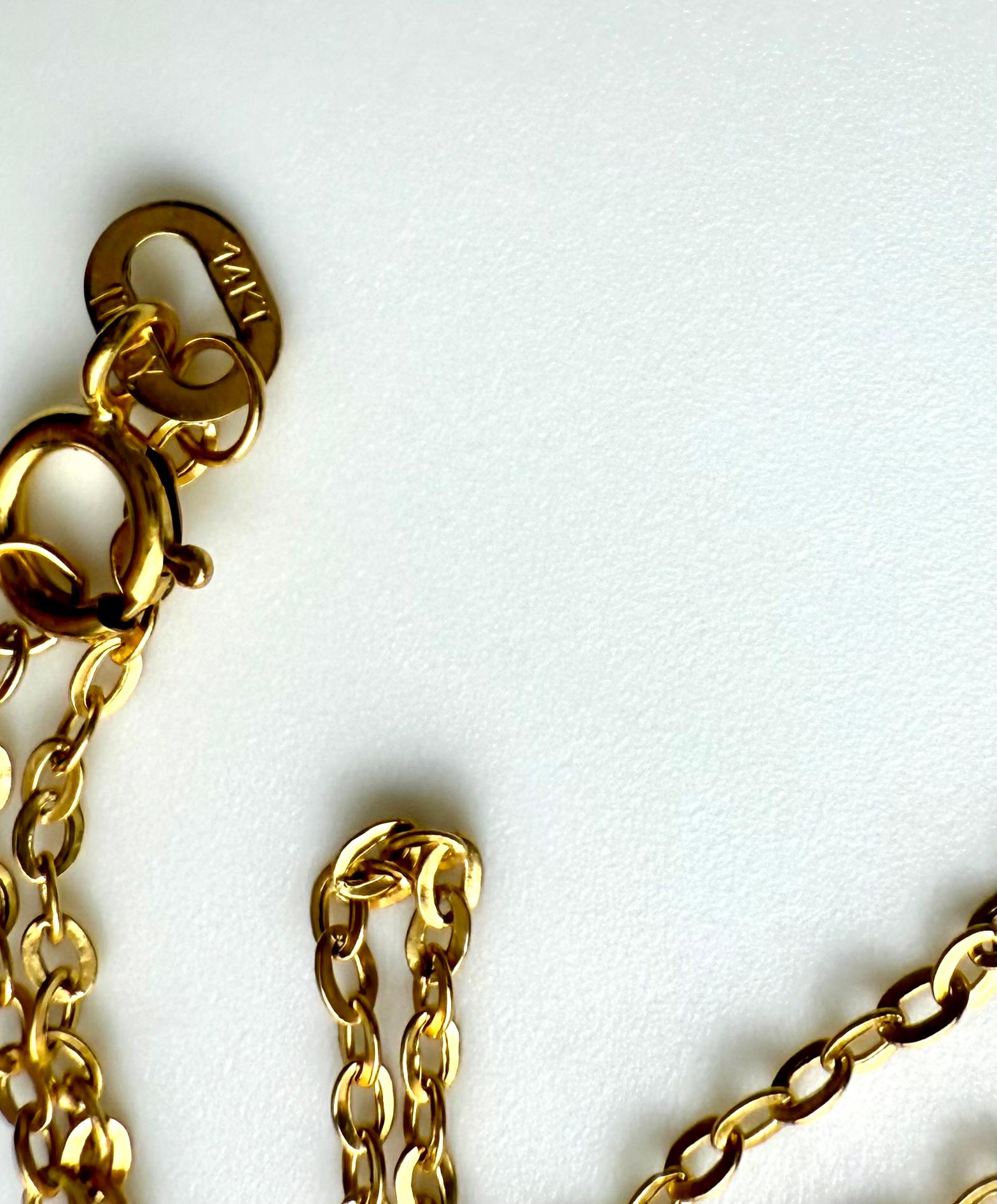 Collana a stazione con pietre preziose in oro 14K di Milor, lunga 33 pollici in vendita 3