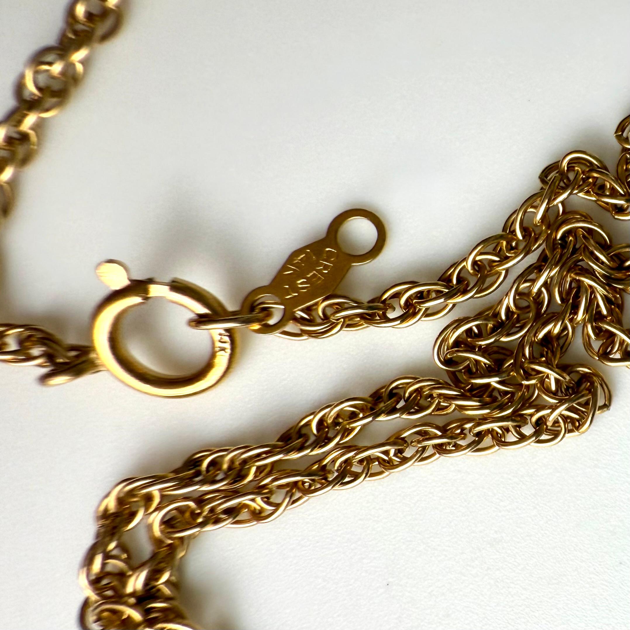 Début du 20e siècle, camée en creux en or 14k, collier de corde de 24 inc. en vente 6