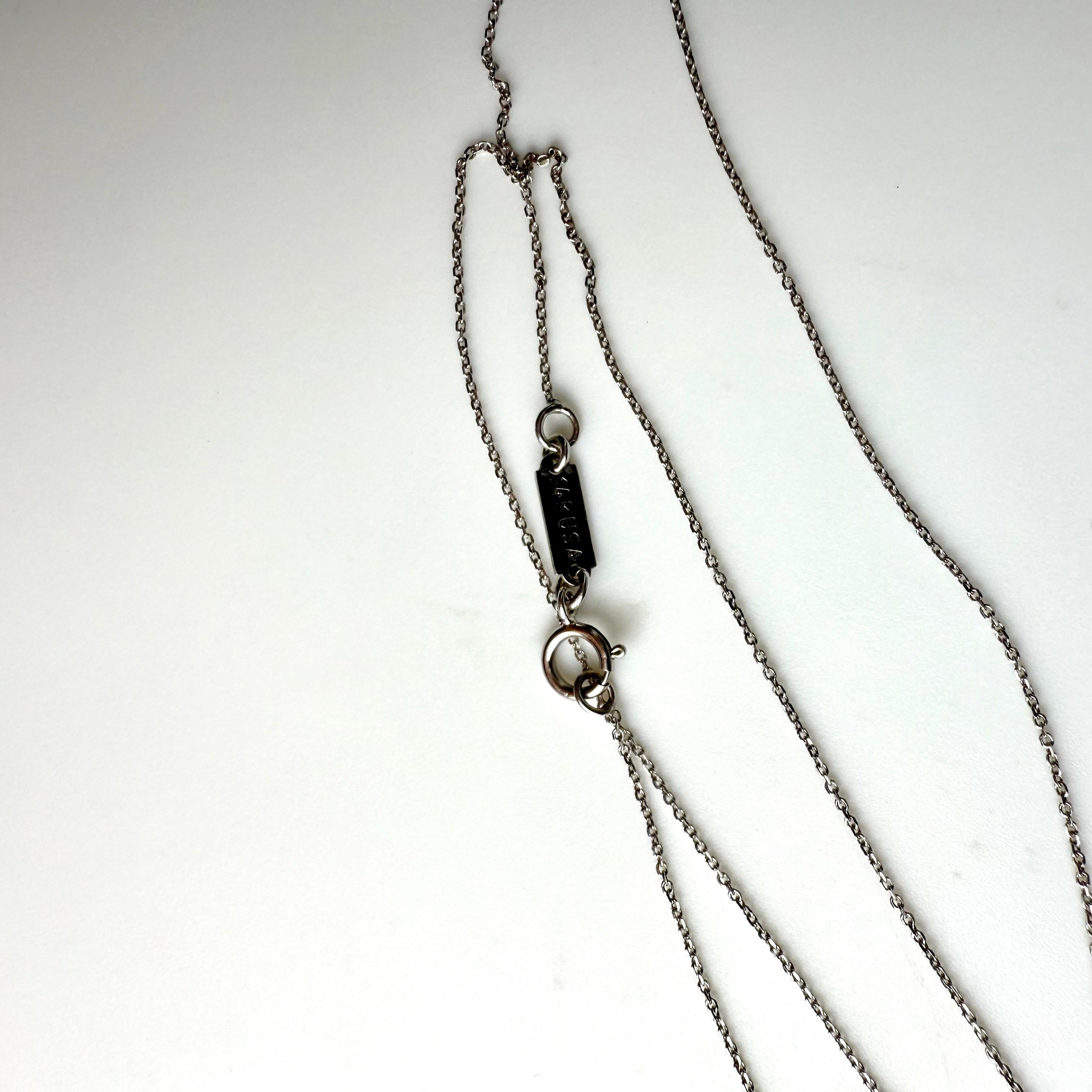 Collier Croix en or blanc 18k avec pendentif diamant de 1,32 carat Chaîne de 18 pouces en vente 3