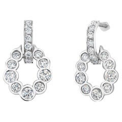 14K White Gold Door Knocker 1.60 Carat Fine Diamond Drop Earrings
