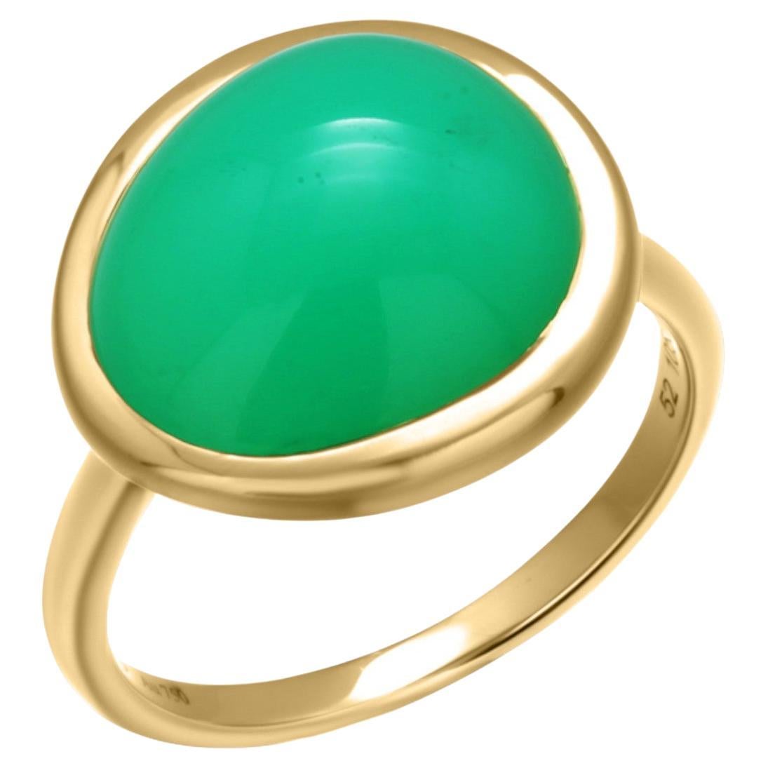Fred Paris Bague vintage en or jaune 18 carats avec chrysoprase