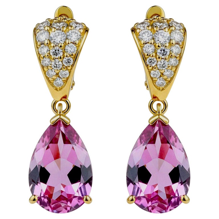 Boucles D'oreilles Pendantes Gouttes Cercles Diamants – Plaqué Or Jaune, 1,9 Pouce De Long, Neuves Avec étiquettes
