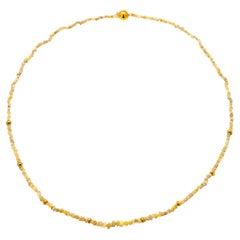 Collier ras-du-cou en or jaune 14 carats avec perles de diamants jaunes naturels non taillés, 16"