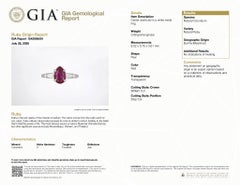 Platinum GIA-Certified Three-Stone Ring Natural No-Heat Burma Origin Pear-Shaped