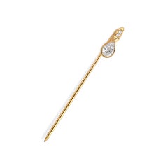 14K Yellow Gold Pear-Shaped Diamond Lapel Pin 0.25 CT