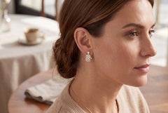14K Yellow Gold Diamond Hamsa Hand Stud  Earrings, 0.45 Carats