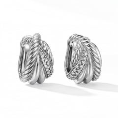 Pendientes «Cable» de David Yurman en plata de ley con diamantes (0,28 CTW), 925, cierres de 14 KY