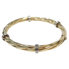 14 Karat Two-Tone Hinged Cable Bangle Bracelet