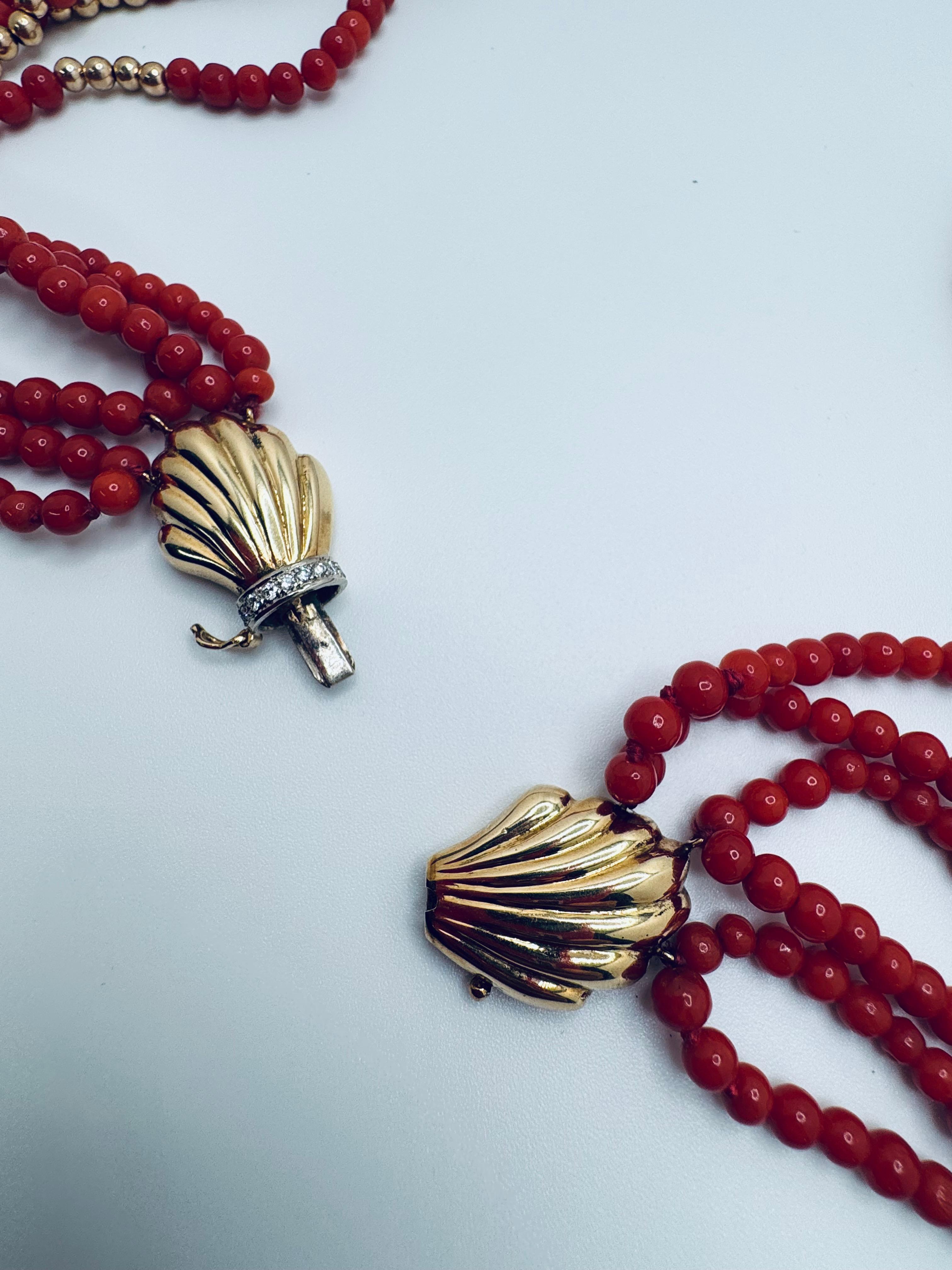 da uomo o donna Collana di corallo con perline intrecciate in vendita