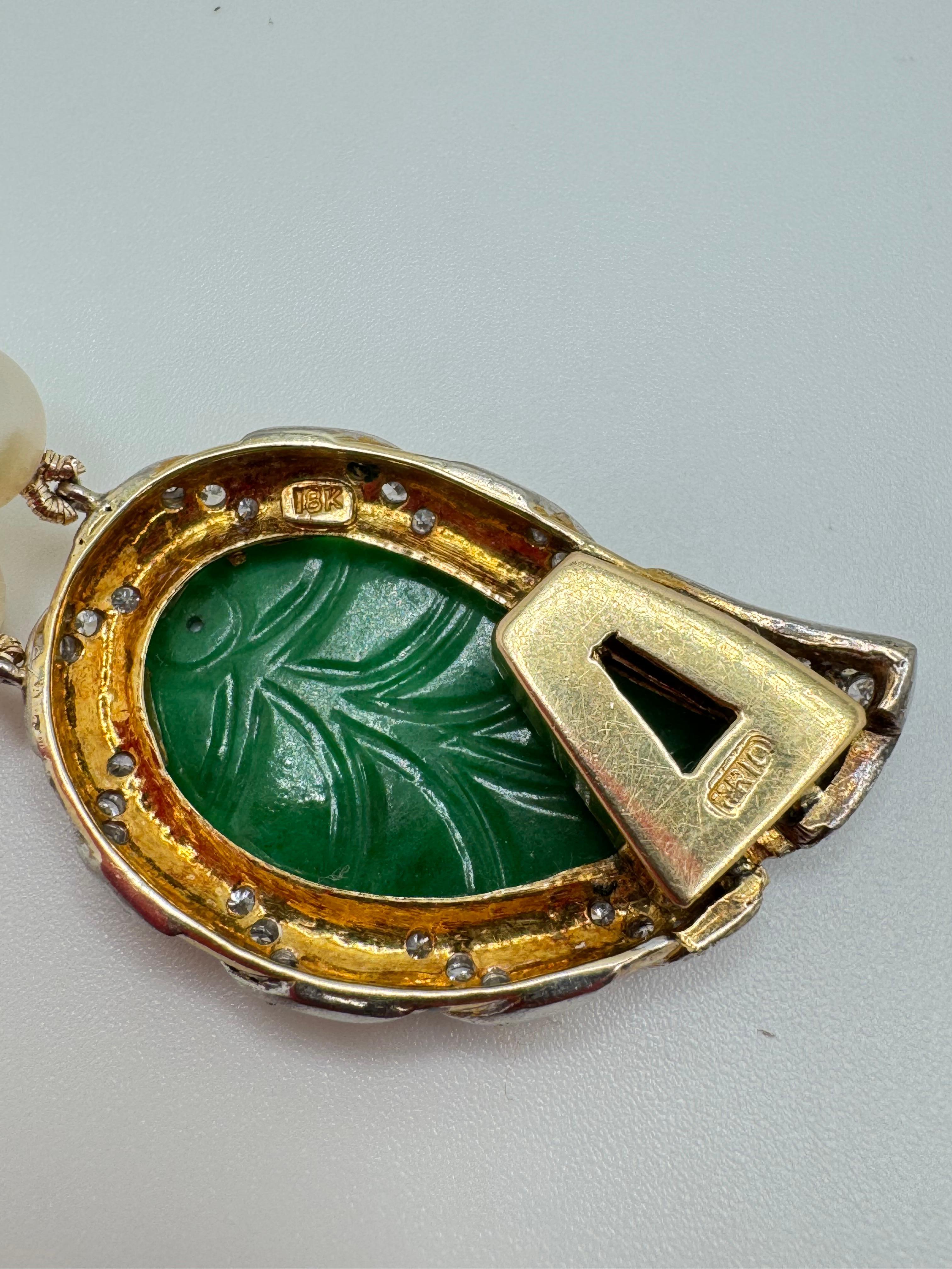 Collana Celeste di 23 pollici con perle Akoya e giada verde in vendita 2