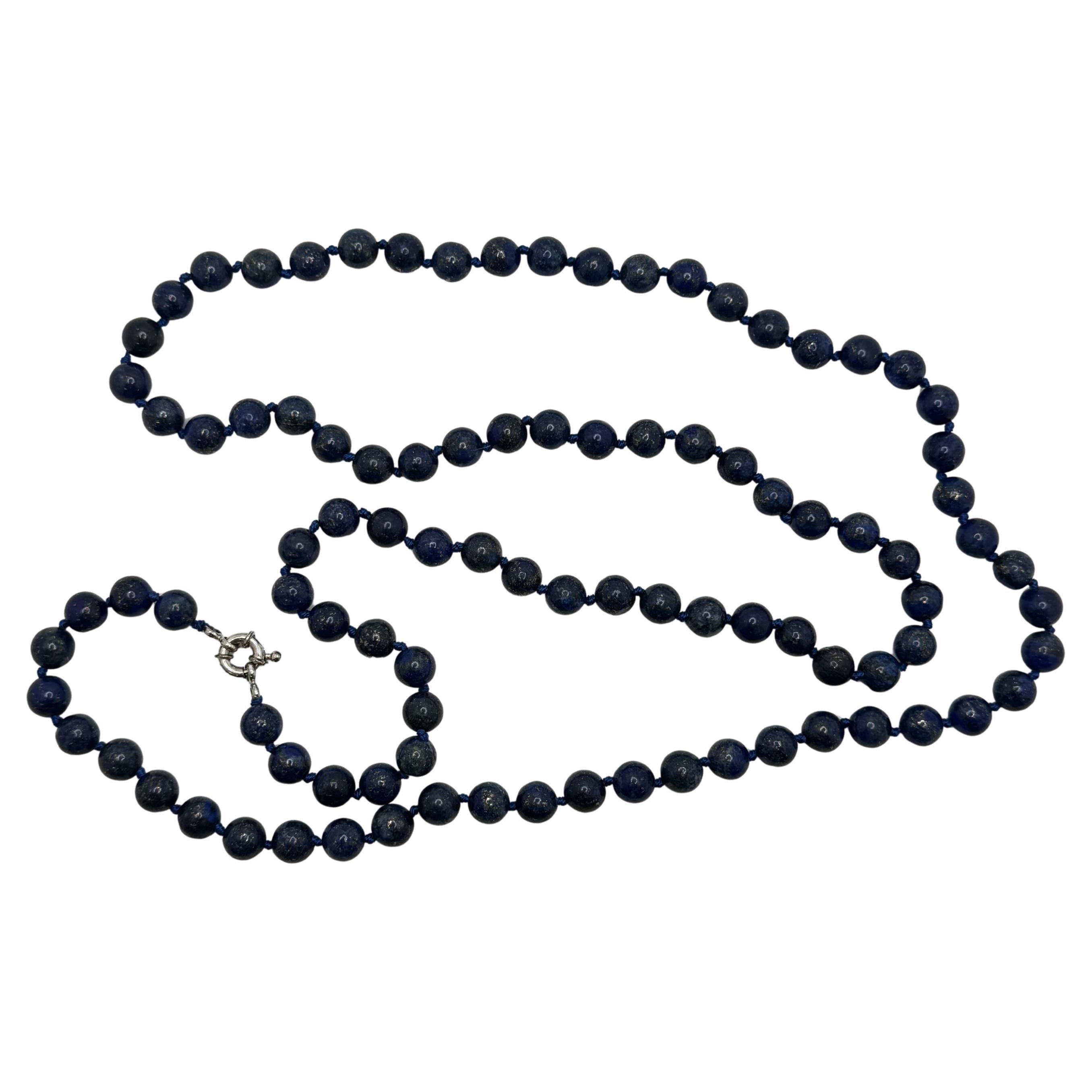 38" Lapislazuli Perlenkette im Angebot