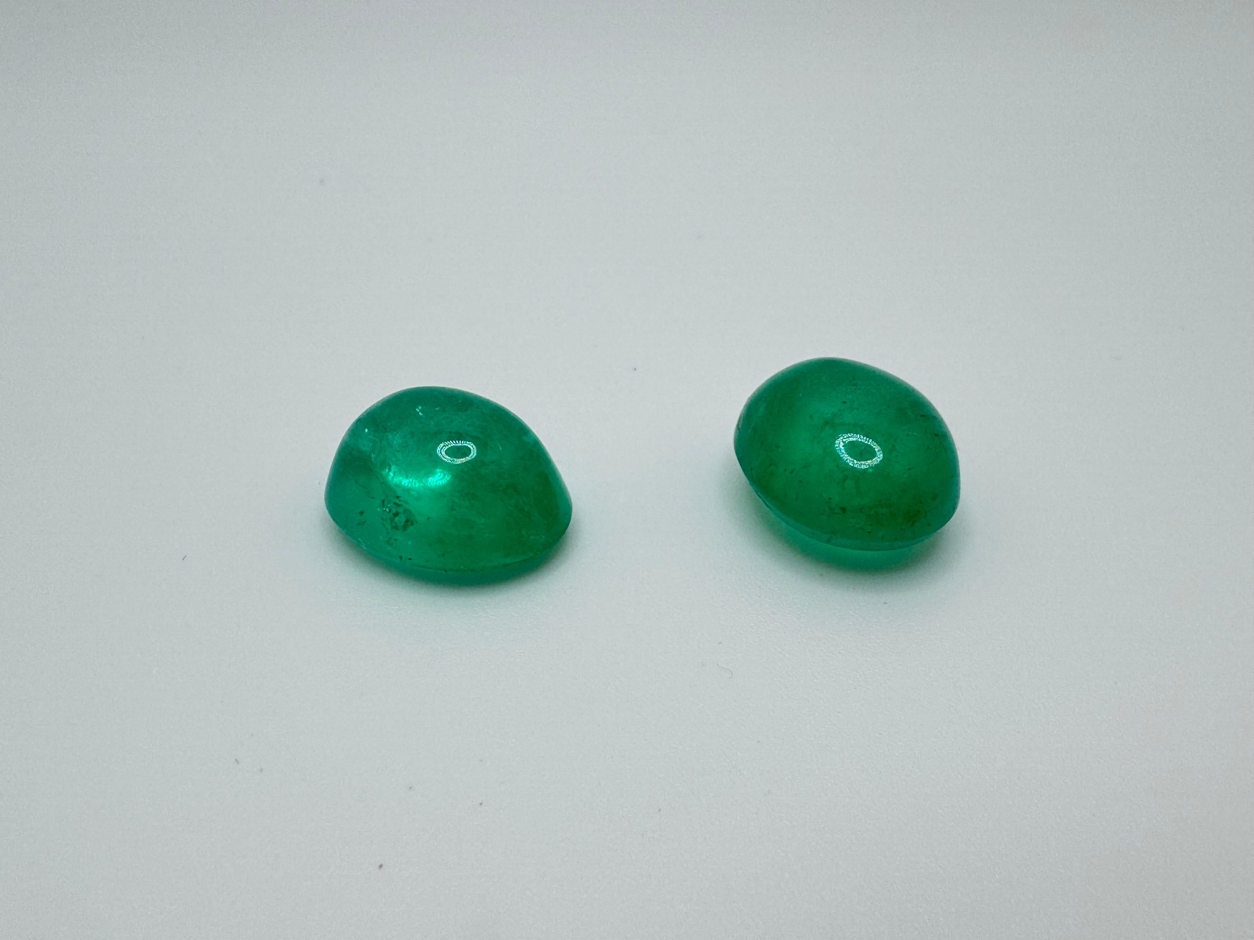 Art Deco Two Loose Oval Emerald Shapes Gems For Sale