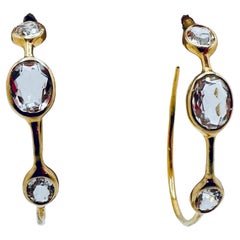 18K Ippolita Rock Candy Quartz 3-Stone Hoop Earrings