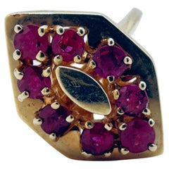 14K Yellow Gold Art Deco Ruby Hexagon Ring, Circa 1960, 1.28ct
