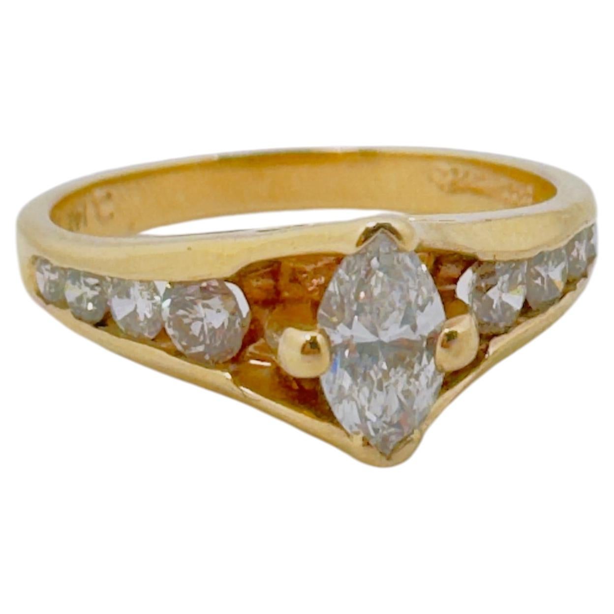 14 Karat Yellow Gold Estate Engagement Ring, 0.65ctw, 3.3g Ring size 6.5