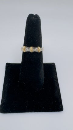14 Karat Two Tone Diamond Channel Band, 0.40 Carats, Size 6.5