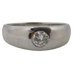 14K White Gold Band, 0.40ct Round Diamond, Size 9.5