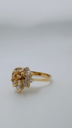 14 Karat Yellow Gold, Diamond Cluster Solitaire Setting, Size 6 for Ladies