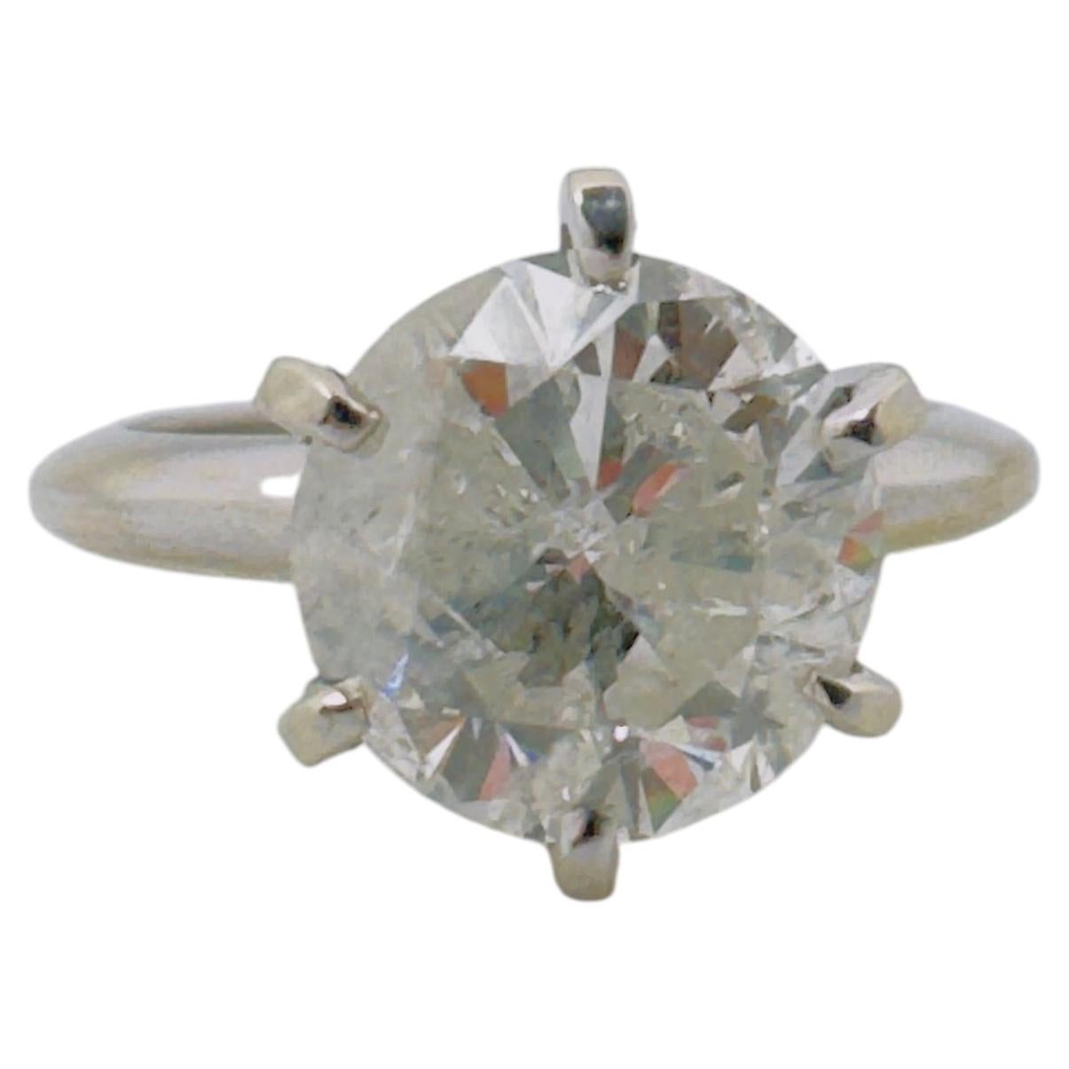 3.0 Carat Natural Diamond, 14 Karat White Gold Ladies Size 5 Solitaire Ring