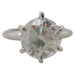 3.0 Carat Natural Diamond, 14 Karat White Gold Ladies Size 5 Solitaire Ring