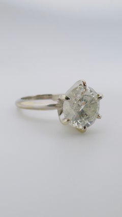 3.0 Carat Natural Diamond, 14 Karat White Gold Ladies Size 5 Solitaire Ring