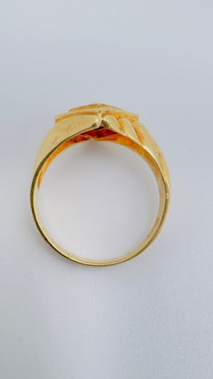 Signet Style 14 Karat Yellow Gold Diamond and Sapphire Ring, 0.40ctw.