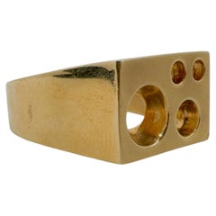Signet Ring, 14 Karat Yellow Gold with Mounting Spaces for Gemstones, Size 10.5