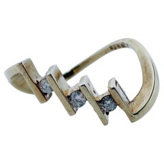 14 Karat Yellow Gold Channel-Set Trio Diamond Ring, Size 6, Jose Hoss