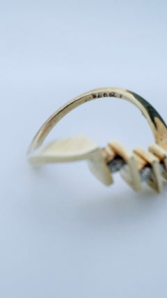 14 Karat Yellow Gold Channel-Set Trio Diamond Ring, Size 6, Jose Hoss