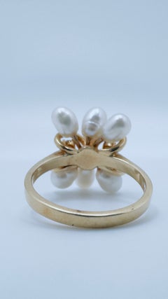 Biwa Pearl and 0.06ctw Diamond Ring, 14 Karat Yellow Gold, Size 6