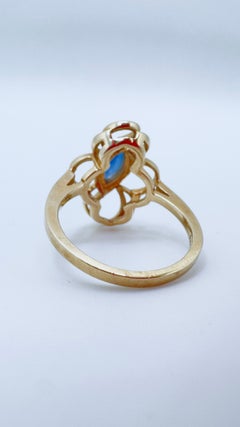 Ring aus 14-Karat-Gelbgold mit einem Saphir von 0,50 Karat im offenen Wirbel-Design
