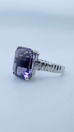 Ladies Amethyst 6.0ct Cocktail Ring, 14 Karat White Gold, Size 6 3/4