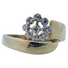 Floral Diamond Cluster Band, 14 Karat Yellow Gold, 0.10ctw, Size 6
