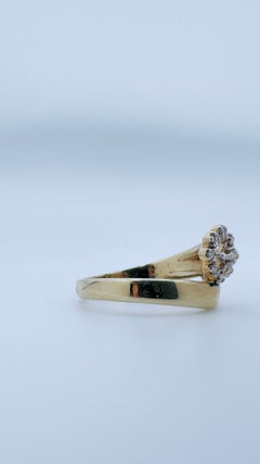 Floral Diamond Cluster Band, 14 Karat Yellow Gold, 0.10ctw, Size 6