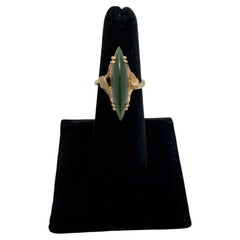 Cabochon en jade néphrite vert foncé, or jaune 14 carats, taille 6 1/2, 5,4 grammes